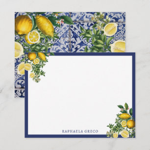 Mediterranean Lemons Summer Portuguese Tiles  Card