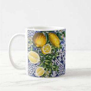 Mediterranean Lemons Summer Portuguese Tiles  Coffee Mug