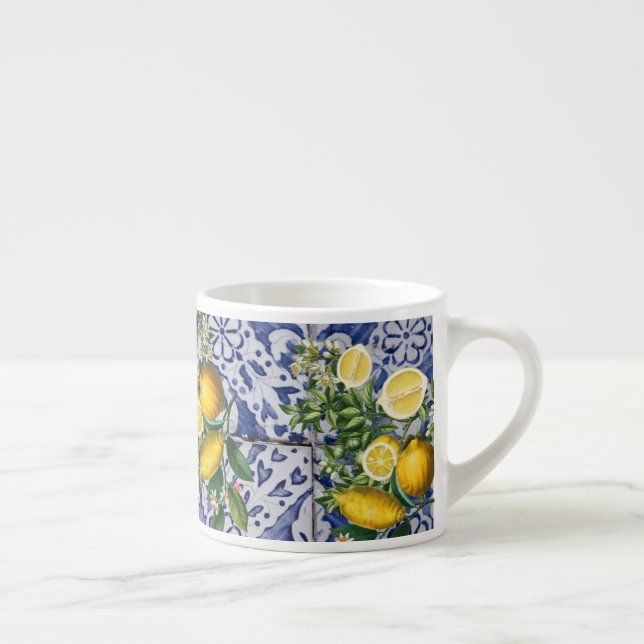 Mediterranean Lemons Summer Portuguese Tiles Espresso Cup (Right)