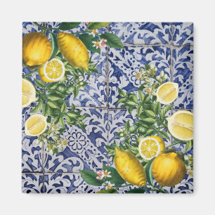 Mediterranean Lemons Summer Portuguese Tiles  Magnet