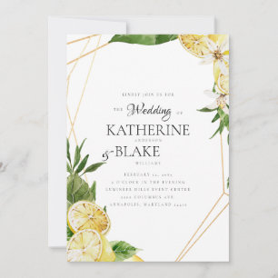 Mediterranean Lemons Tropical II Wedding Invitation