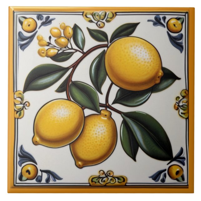 Mediterranean Lemons - Vintage Italian Citrus Tile (Front)