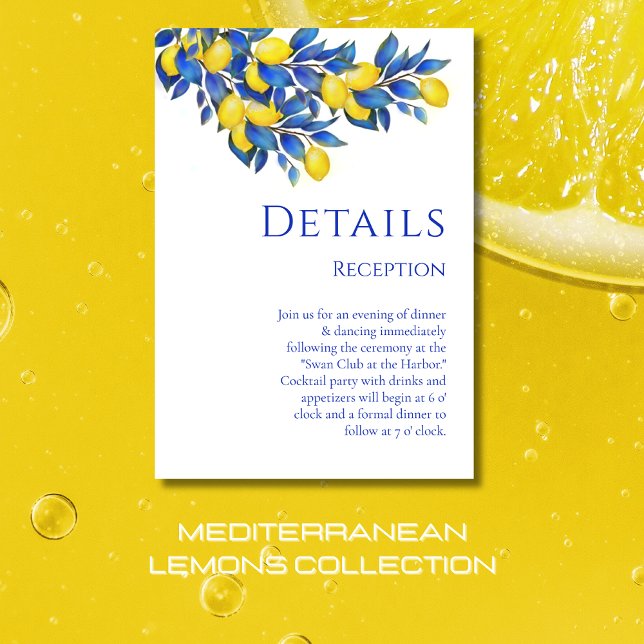 Mediterranean- Lemons-Wedding Details- Enclosure Card (Mediterranean Lemons Collection-Amalfi Italy-Citrus)