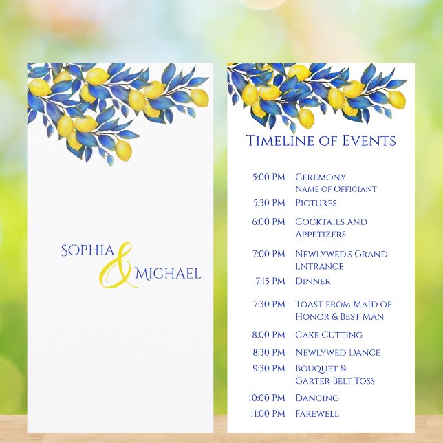 Mediterranean-Lemons-Wedding Program- (Mediterranean-Lemons- Wedding Program-Timeline of Events)