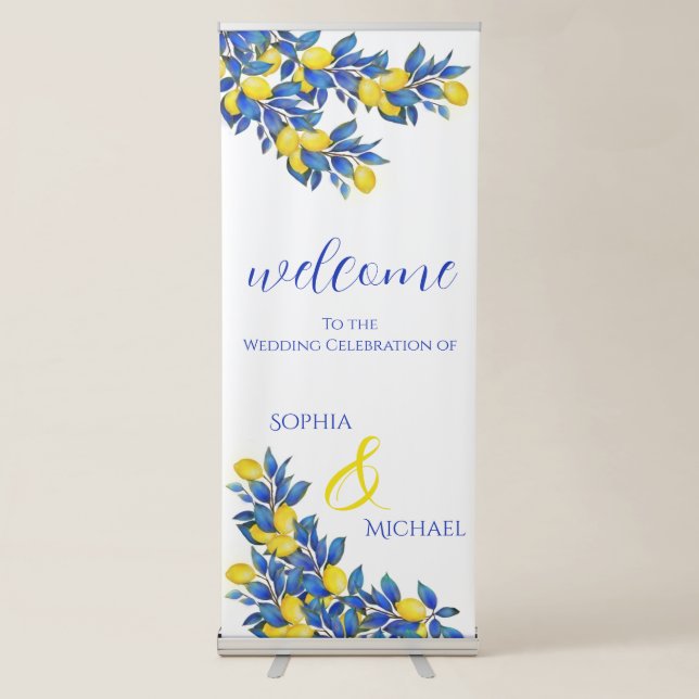 Mediterranean-Lemons-Welcome Wedding Retractable Banner (Front)