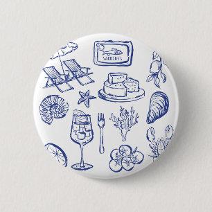 Mediterranean Life Outline 6 Cm Round Badge