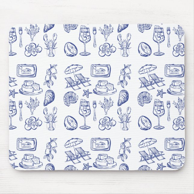 Mediterranean Life Outline Mouse Mat (Front)
