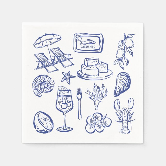  Mediterranean Life Outline Napkin (Front)