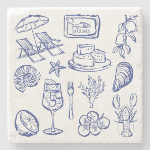 Mediterranean Life Outline Stone Coaster