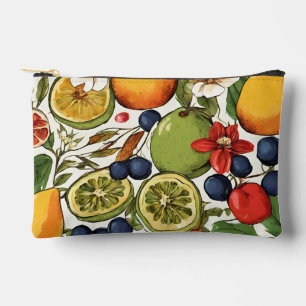 Mediterranean Limes, Lemons and Flowers. Painted Accessory Pouch