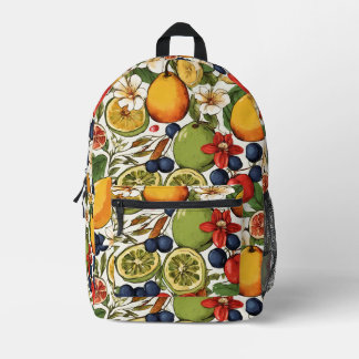 Mediterranean Limes, Lemons and Flowers. Painted Printed Backpack
