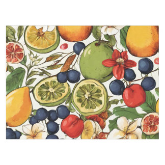Mediterranean Limes, Lemons and Flowers. Painted T Tablecloth