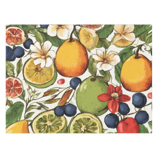 Mediterranean Limes, Lemons and Flowers. Painted T Tablecloth