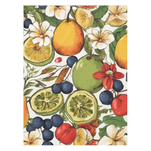 Mediterranean Limes, Lemons and Flowers. Painted Tablecloth