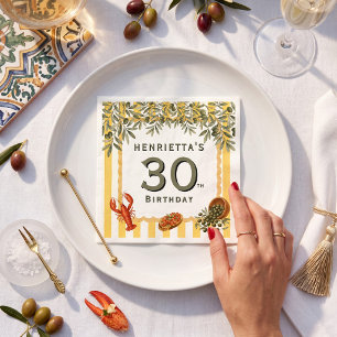 Mediterranean Lobster Bruschetta 30th Birthday Napkin