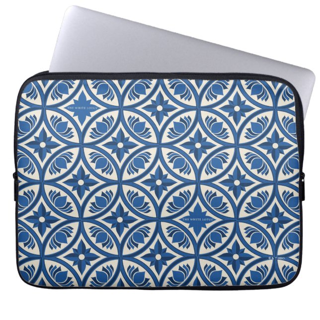 Mediterranean Lotus Tile Pattern - The White Lotus Laptop Sleeve (Front)