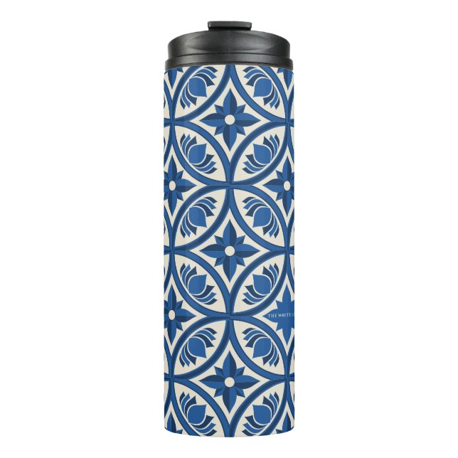 Mediterranean Lotus Tile Pattern - The White Lotus Thermal Tumbler (Front)