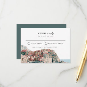 Mediterranean Mail Back Cinque Wedding RSVP Card