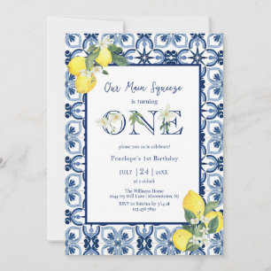 Mediterranean Main Squeeze Lemon Baby Girl First Invitation