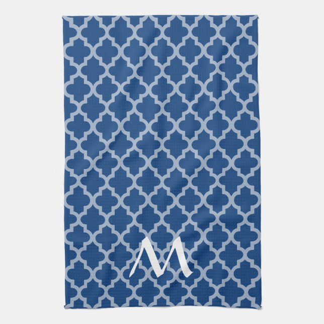 Mediterranean Moroccan Moods Quatrefoil w/ Initial Tea Towel (Vertical)