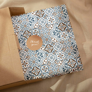 Mediterranean Moroccan Tile pattern Wrapping Paper Sheet