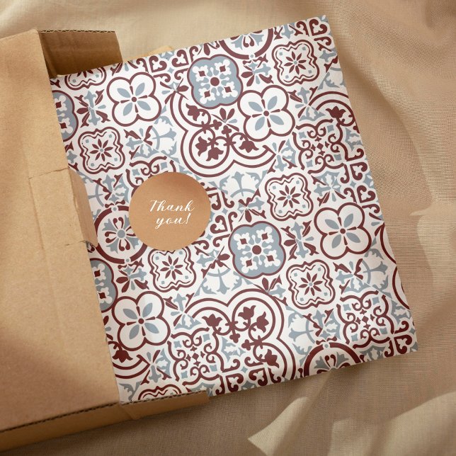 Mediterranean Moroccan Tile pattern Wrapping Paper Sheet (1 pattern , 3 layouts)