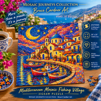 Mediterranean Mosaic Fishing Village Jigsaw Puzzle