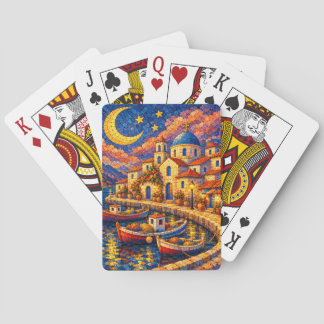 Mediterranean Mosaic Fishing Village Playing Cards