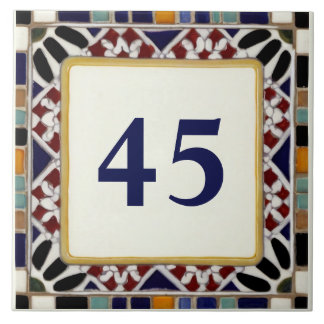 Mediterranean Mosaic House Number Sign Plate Tile