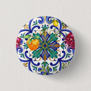 Mediterranean Mosaic lemon fruit 3 Cm Round Badge