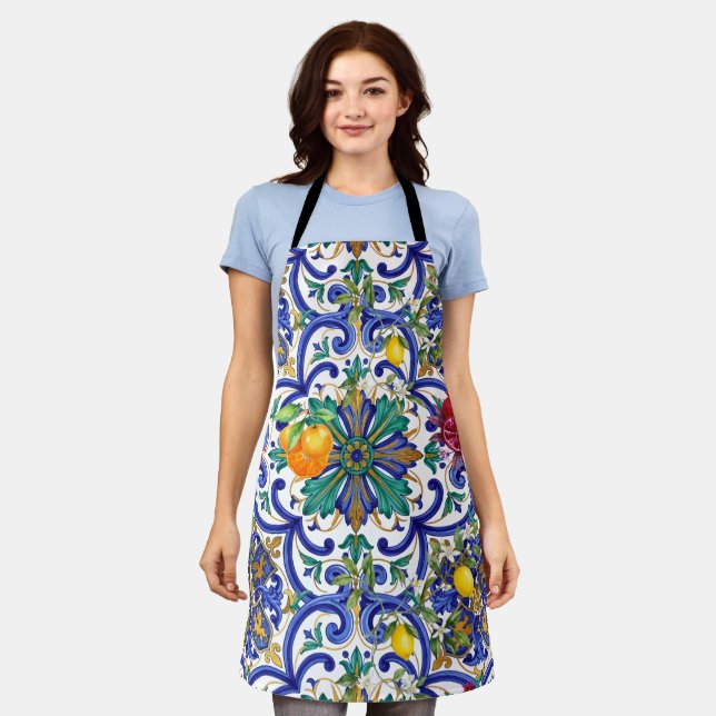 Mediterranean Mosaic lemon fruit  Apron (Worn)