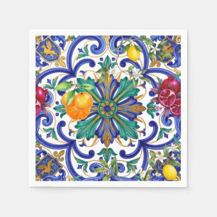 Mediterranean Mosaic lemon fruit Napkin