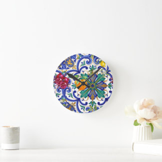 Mediterranean Mosaic lemon fruit  Round Clock