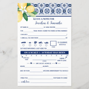 Mediterranean Note for Couple Wedding Game Card