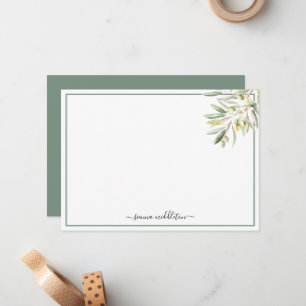 Mediterranean Olive Branch Rustic Personalised Card