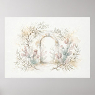 Mediterranean Olive Cactus Arch Poster