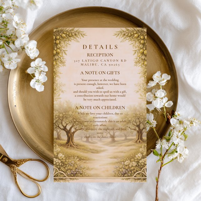 Mediterranean Olive Grove Countryside Wedding Enclosure Card (Creator Uploaded)