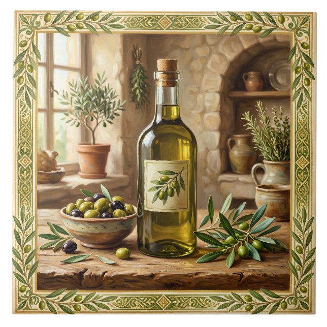 Mediterranean Olive Oil Tuscan Kitchen Backsplash Tile (Front)