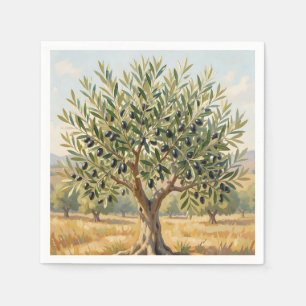 Mediterranean Olive Tree Landscape Napkin