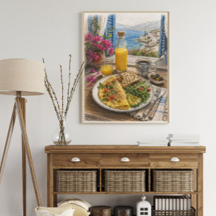 Mediterranean Omelette Breakfast by the Sea Poster