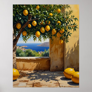 Mediterranean Orange Tree Landscape Art Print