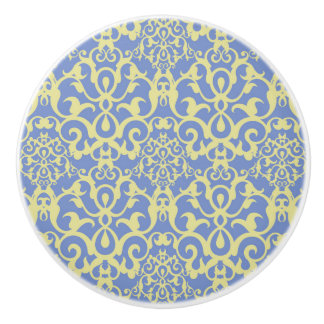Mediterranean Pattern - Blue and Yellow Ornament Ceramic Knob