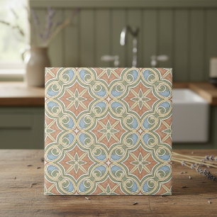 Mediterranean Pattern Pat#13 Terra Cotta ID1195 Tile