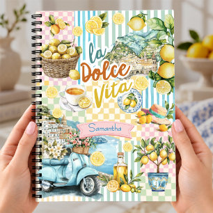 Mediterranean pink Turquoise Citrus Collage Notebook
