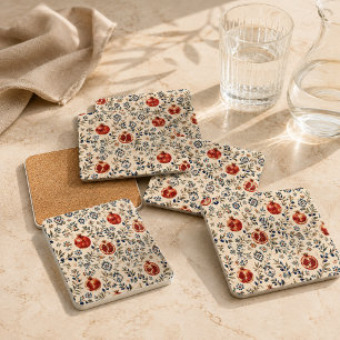 Mediterranean Pomegranate Mosaic Coaster Set of 6