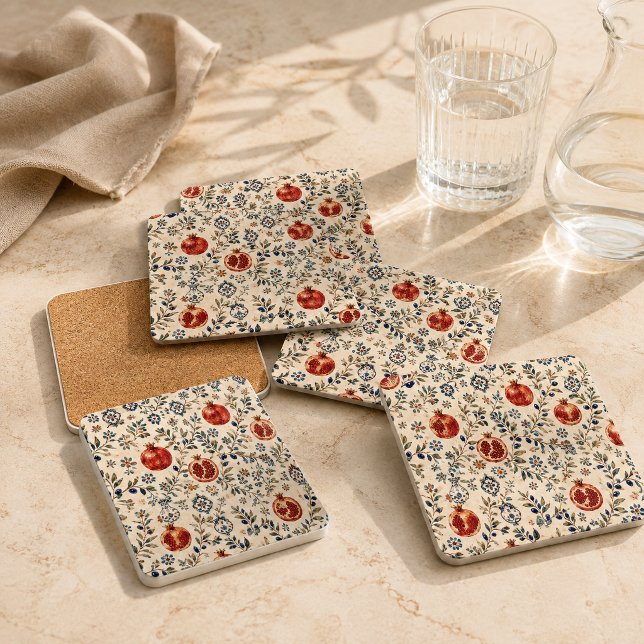 Mediterranean Pomegranate Mosaic Coaster Set of 6 (Creator Uploaded)