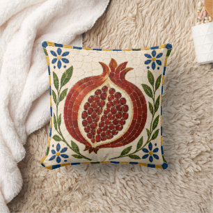 Mediterranean Pomegranate Mosaic Decorative Cushion