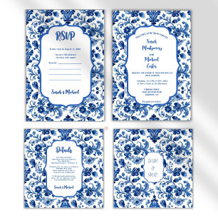 Mediterranean Portuguese Blue Tile Custom Invitation