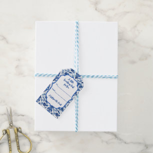 Mediterranean Portuguese Blue Tile Detail Gift Tags