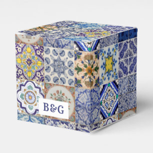 Mediterranean Portuguese Tiles Wedding Favour Favour Box